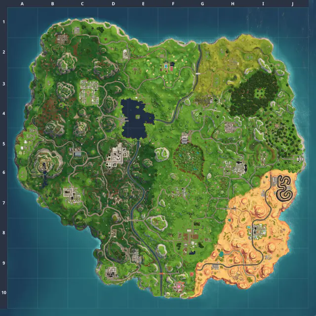 Fortnite OG map thumbnail, the classic Chapter 1 island